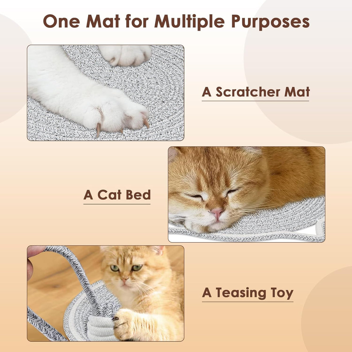 Round Cotton Rope Cat Scratching Mat with Ball Toy