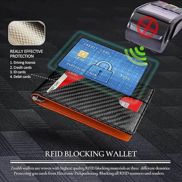 Men's Carbon Fiber RFID Bifold Wallet