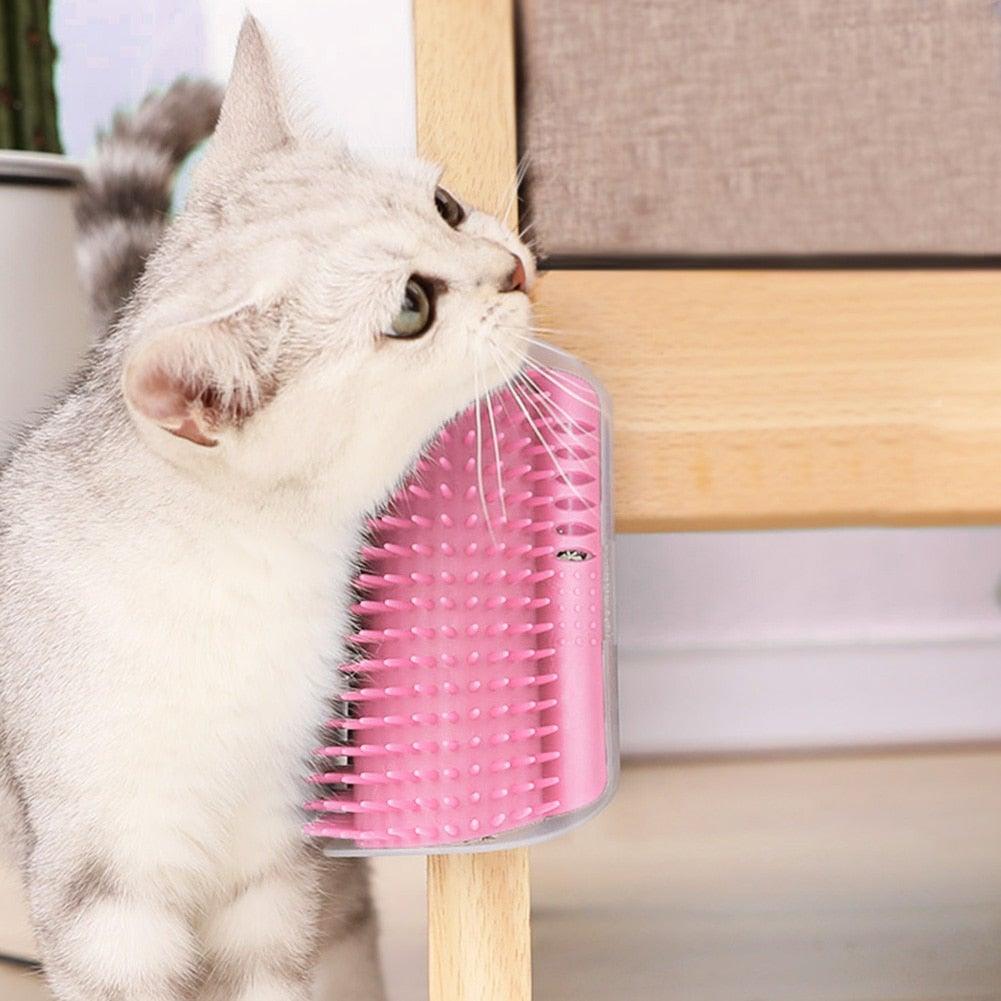 Cat Corner Scratcher and Self-Grooming Brush
