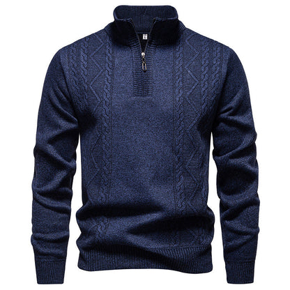 Men's Stand-Collar Half-Zip Knit Sweater