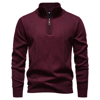 Men's Stand-Collar Half-Zip Knit Sweater