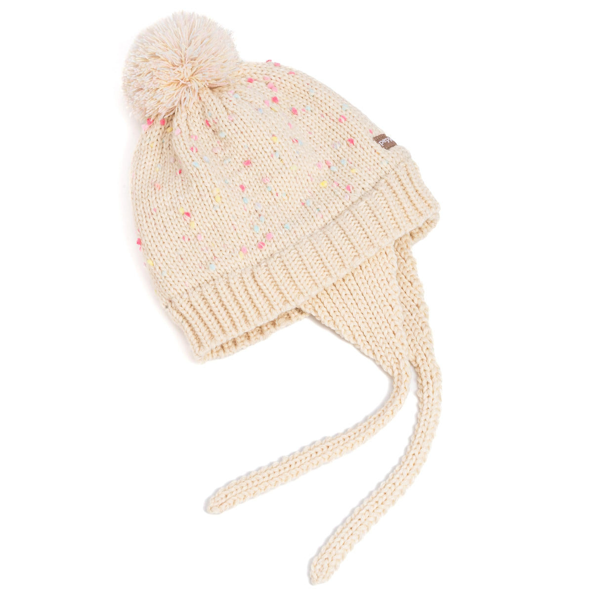 Kids' Earflap Knit Beanie with Ties, Fleece Lined