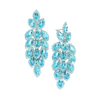 Women's Crystal Leaf Cluster Marquise Evening Earrings