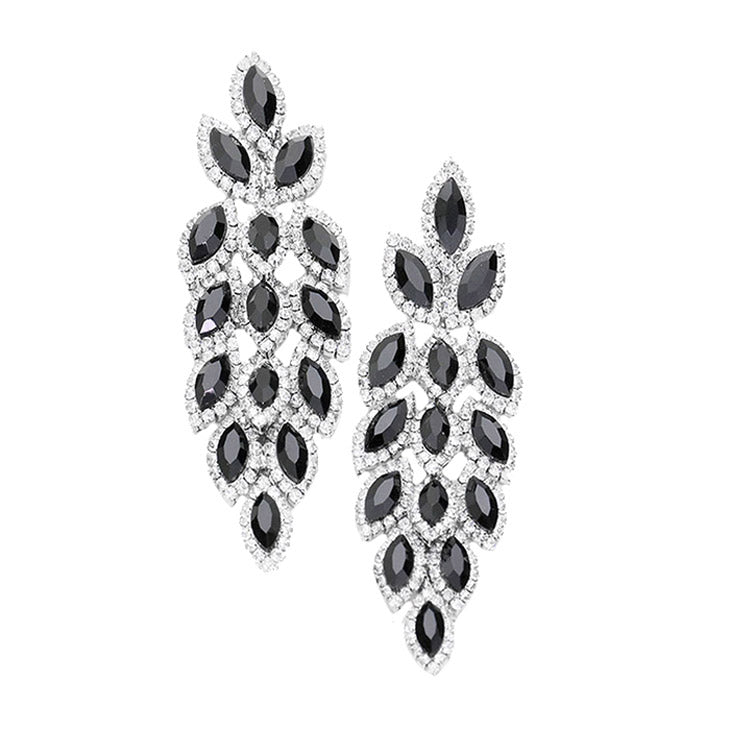 Women's Crystal Leaf Cluster Marquise Evening Earrings