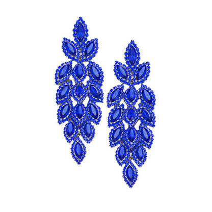 Women's Crystal Leaf Cluster Marquise Evening Earrings