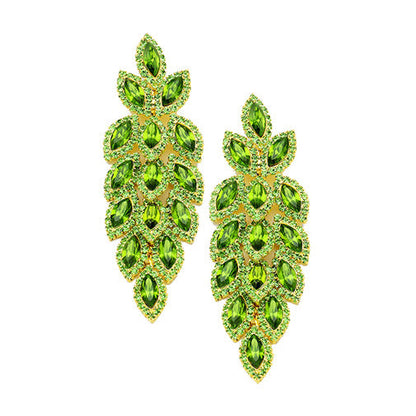 Women's Crystal Leaf Cluster Marquise Evening Earrings