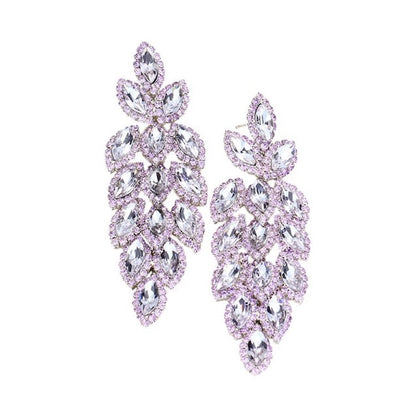 Women's Crystal Leaf Cluster Marquise Evening Earrings