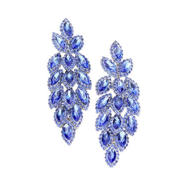 Women's Crystal Leaf Cluster Marquise Evening Earrings