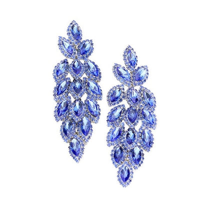 Women's Crystal Leaf Cluster Marquise Evening Earrings