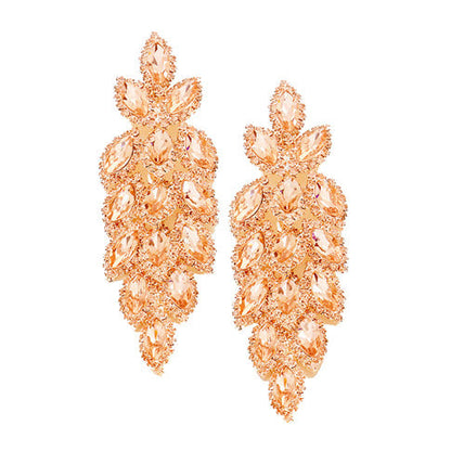 Women's Crystal Leaf Cluster Marquise Evening Earrings