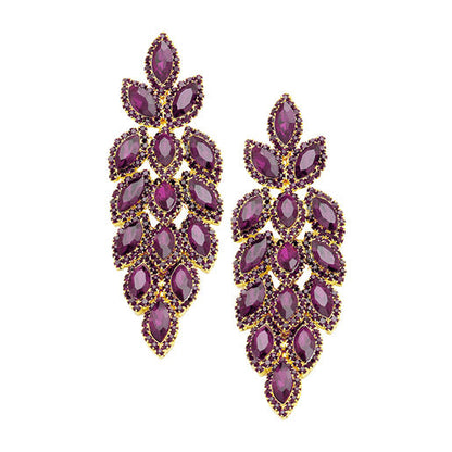 Women's Crystal Leaf Cluster Marquise Evening Earrings