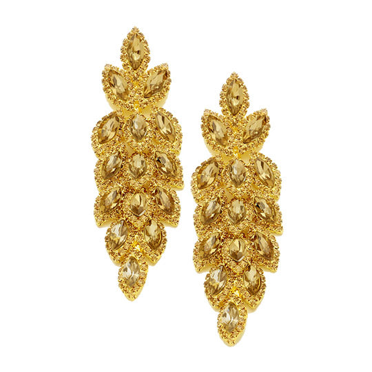 Women's Crystal Leaf Cluster Marquise Evening Earrings