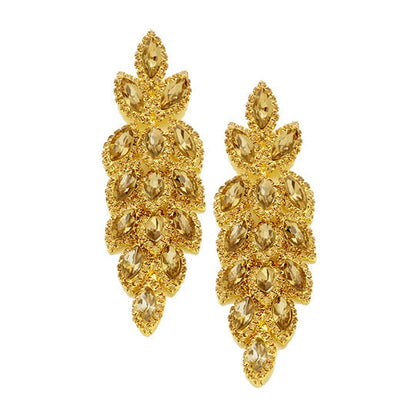 Women's Crystal Leaf Cluster Marquise Evening Earrings