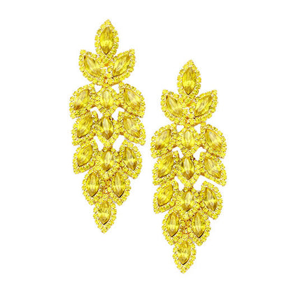 Women's Crystal Leaf Cluster Marquise Evening Earrings
