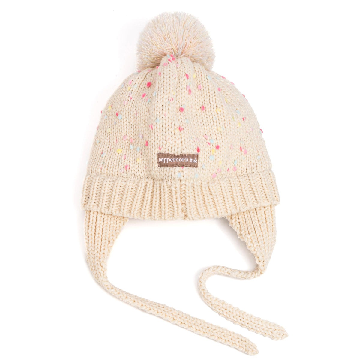 Kids' Earflap Knit Beanie with Ties, Fleece Lined