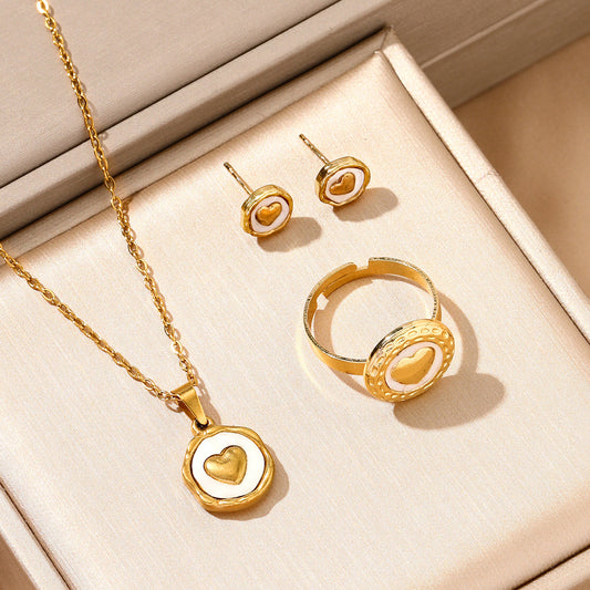 18K Gold-Plated Stainless Steel Heart Jewelry Set