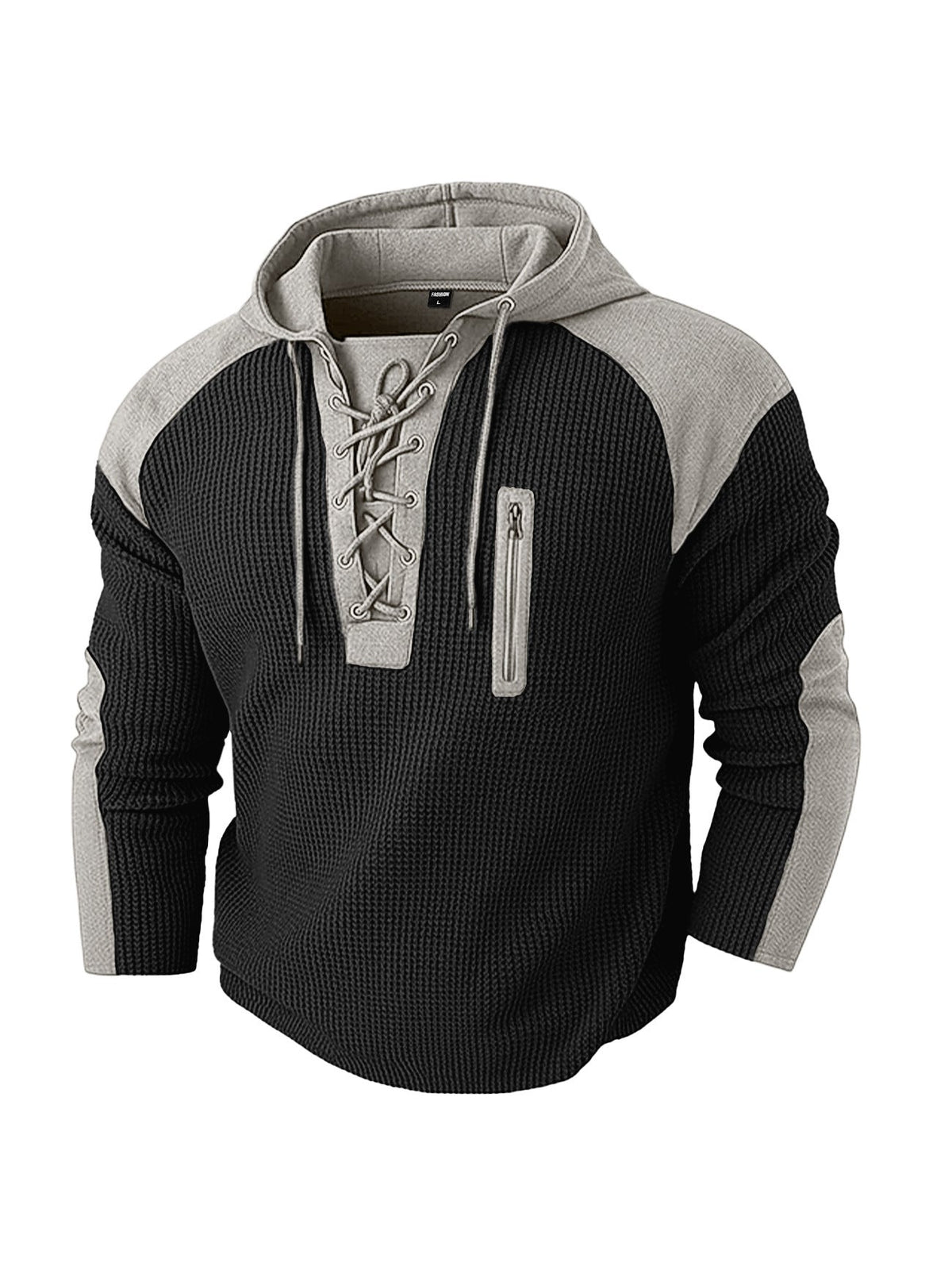 Men's Waffle-Weave Drawstring Hoodie