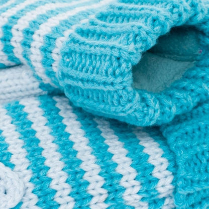 Kids' Kitty Cat Stripe Knit Mittens, Fleece Lined