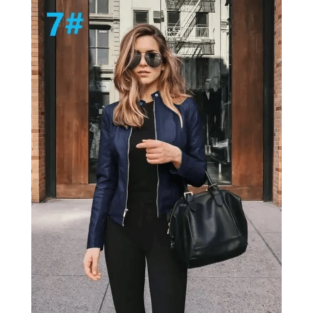 Women's Cropped Faux Leather Biker Jacket