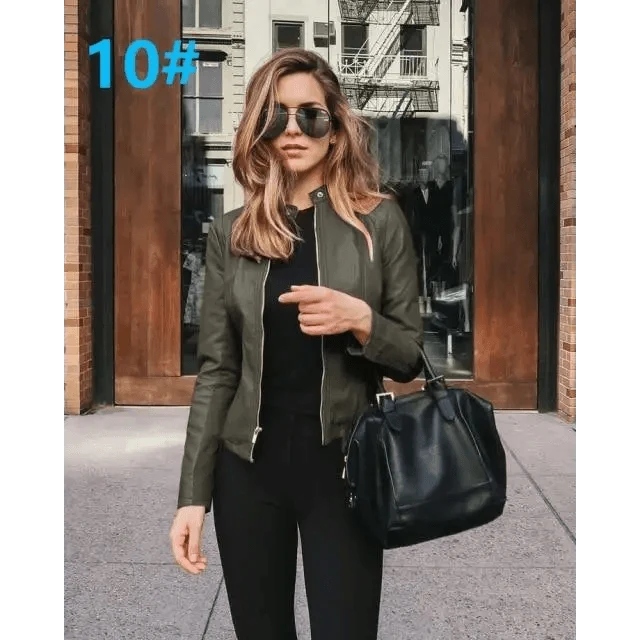 Women's Cropped Faux Leather Biker Jacket