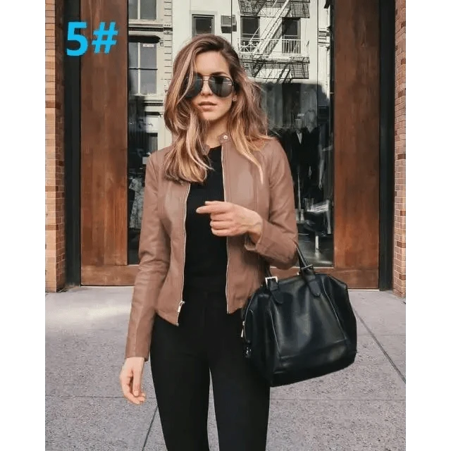 Women's Cropped Faux Leather Biker Jacket