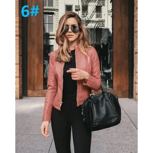 Women's Cropped Faux Leather Biker Jacket