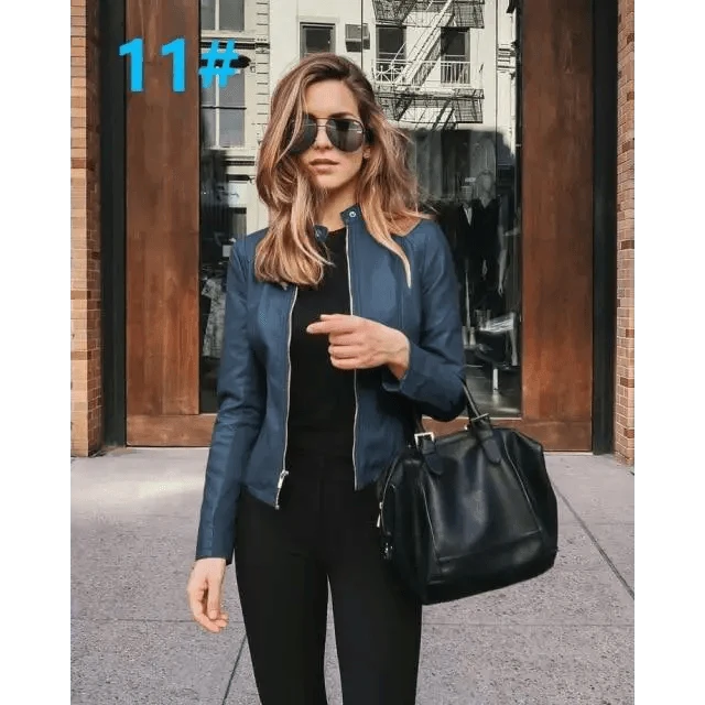 Women's Cropped Faux Leather Biker Jacket