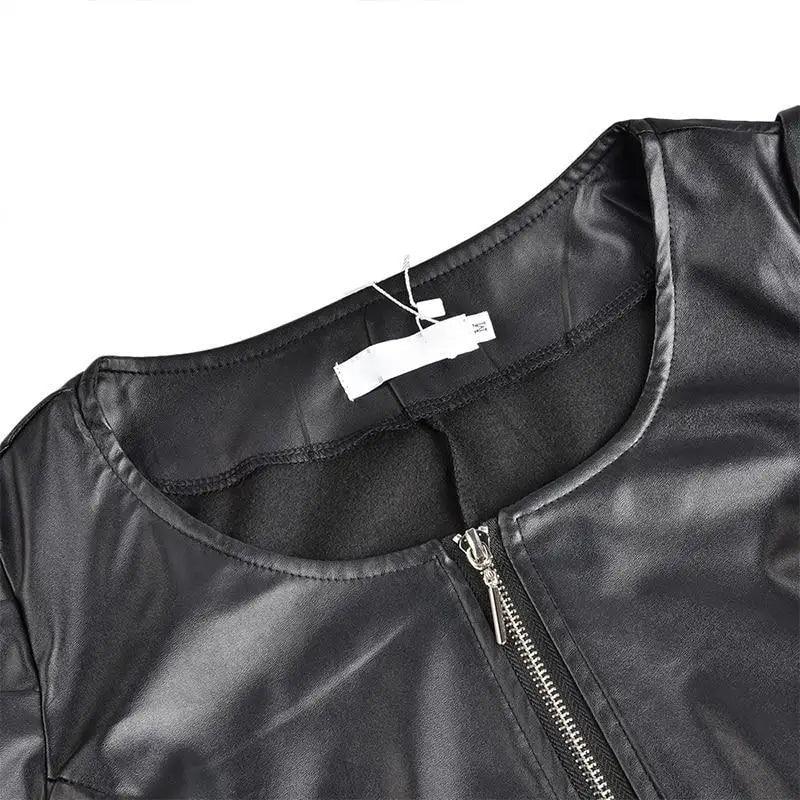 Women's Cropped Faux Leather Biker Jacket