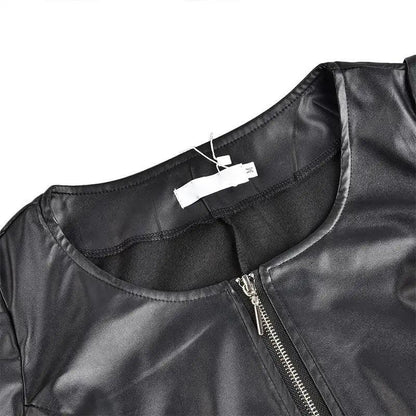 Women's Cropped Faux Leather Biker Jacket