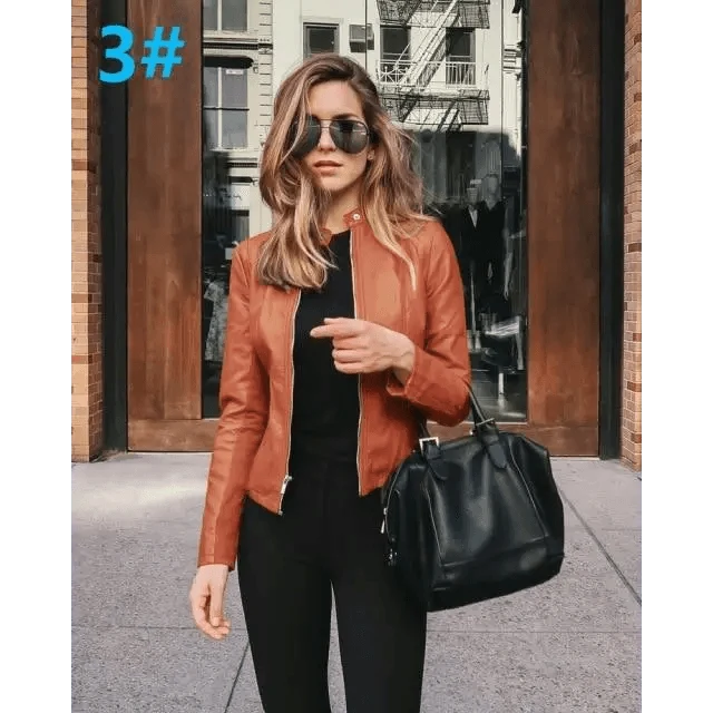 Women's Cropped Faux Leather Biker Jacket
