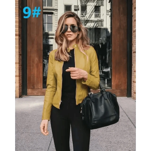 Women's Cropped Faux Leather Biker Jacket
