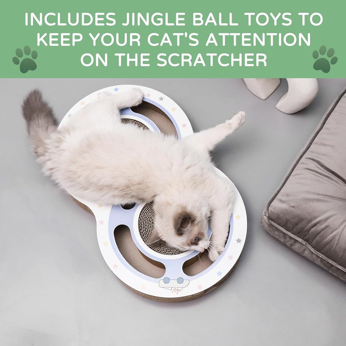 Round Cardboard Cat Scratcher with Ball Track