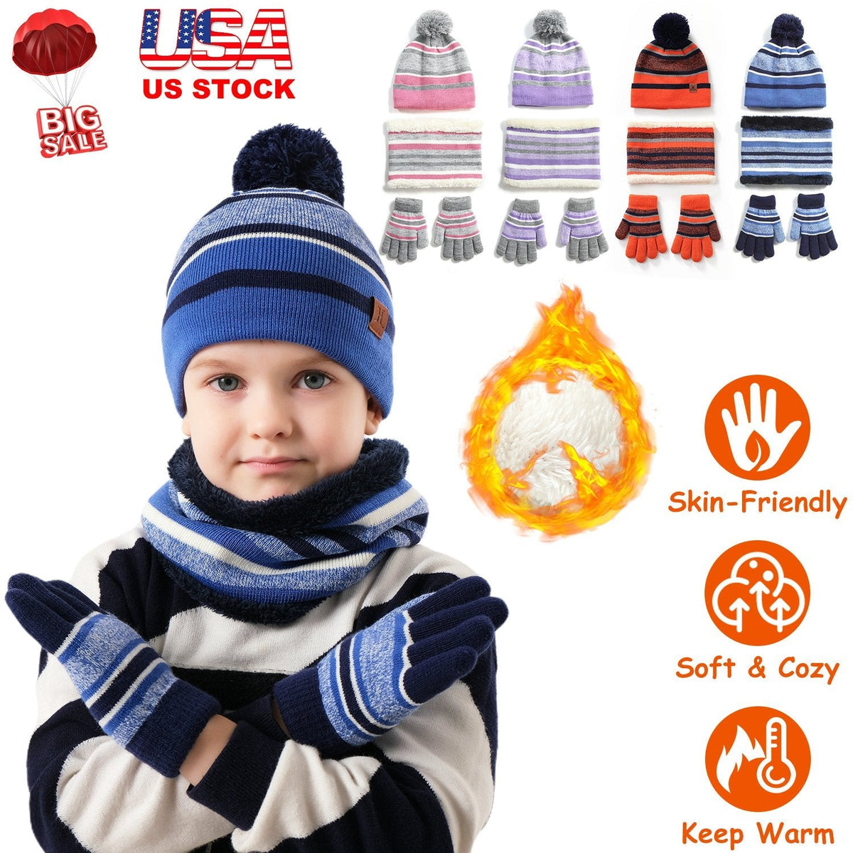 Kids' Knit Hat, Scarf & Gloves Set, Ages 4-7
