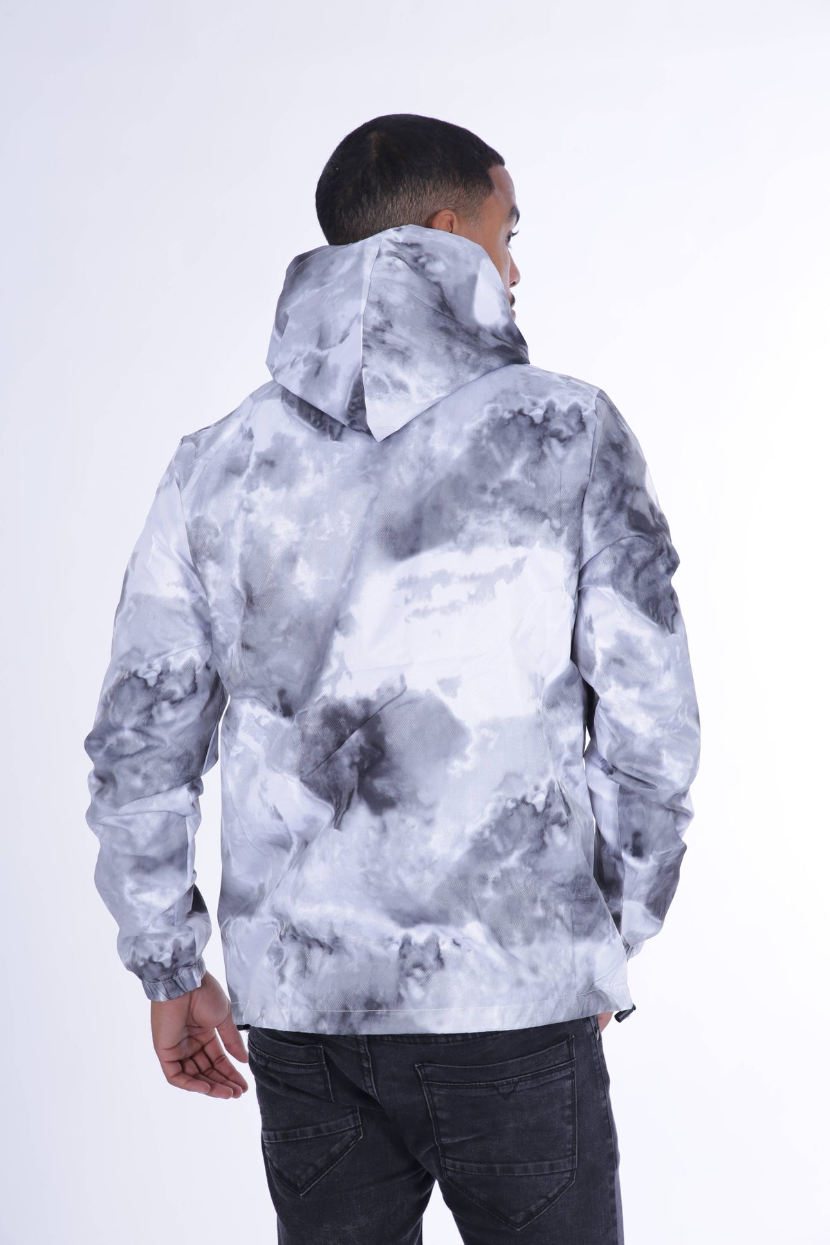 Men's Lightweight Pullover Rain Jacket, Cloud Print