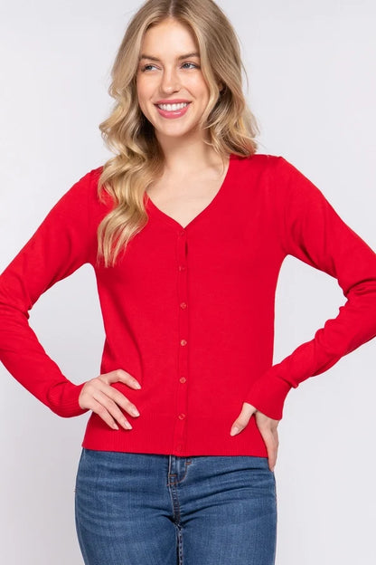 Women's V-Neck Button-Down Cardigan