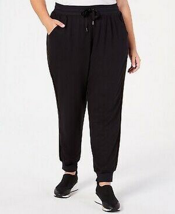 Women's Plus Size Velour-Stripe Jogger Sweatpants
