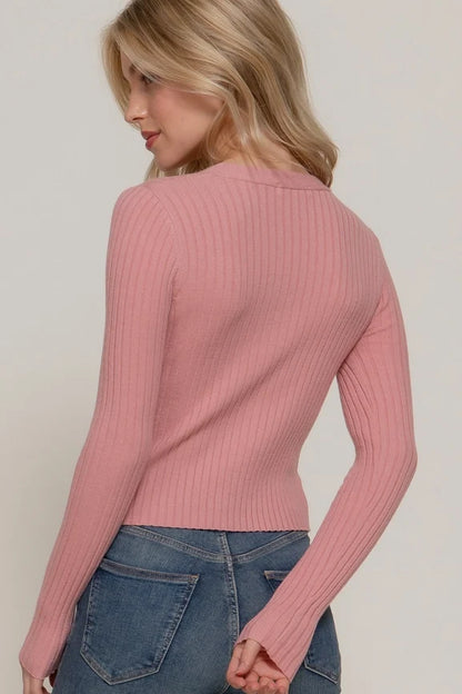 Women's Long Sleeve V-Neck Fitted Cardigan