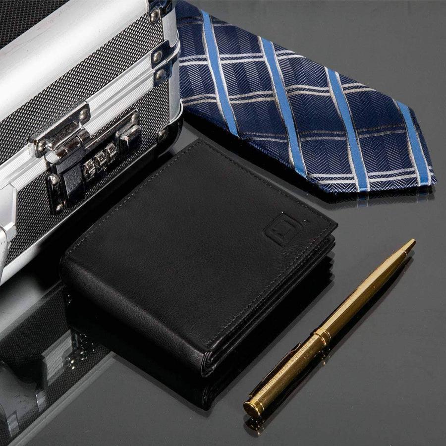 Men's RFID Leather Bifold Wallet, 10 Card Slots with ID Window