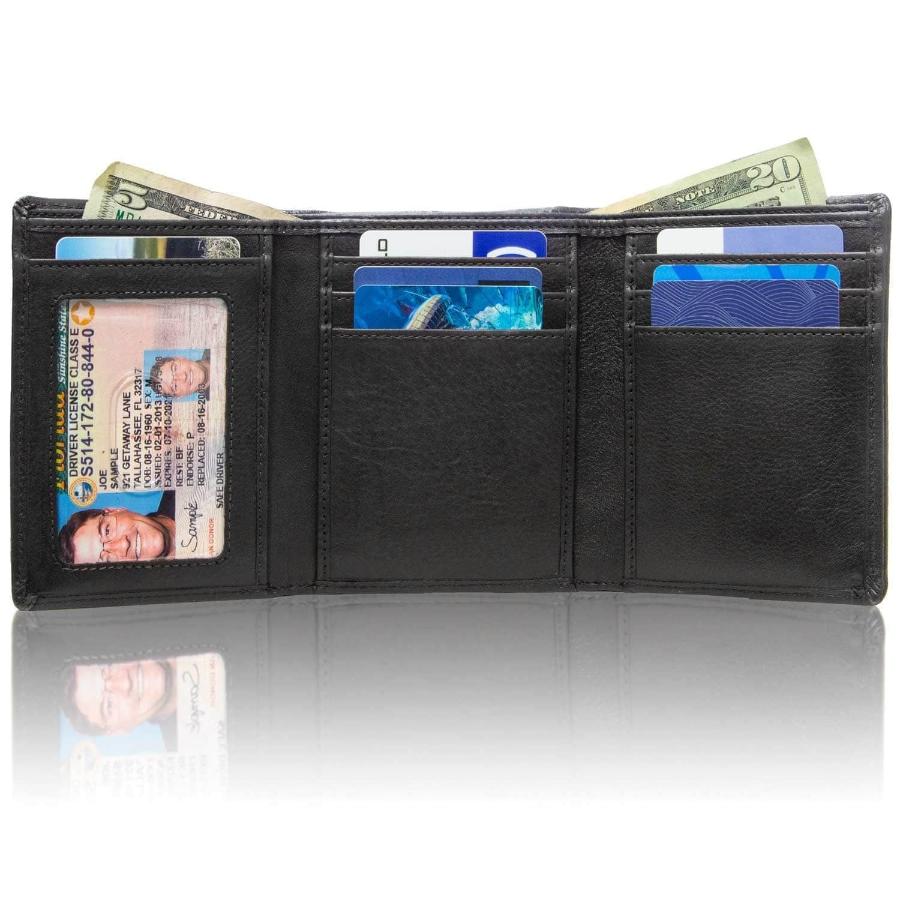 Men's RFID Leather Trifold Wallet, 7 Card Slots with ID Window