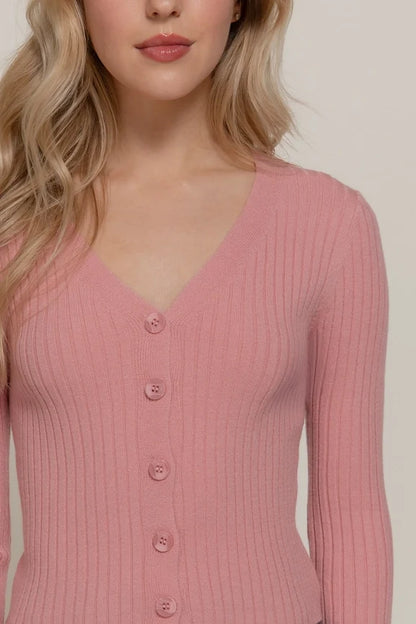 Women's Long Sleeve V-Neck Fitted Cardigan