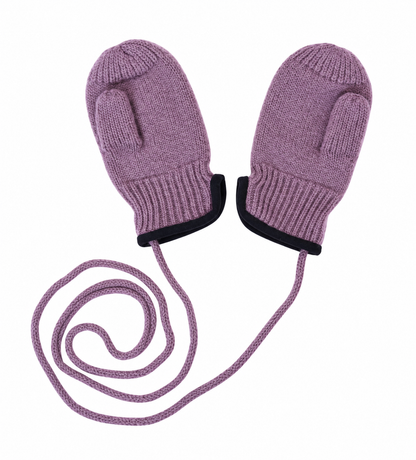 100% Virgin Wool Mittens for Babies & Kids, with Thumbs & String