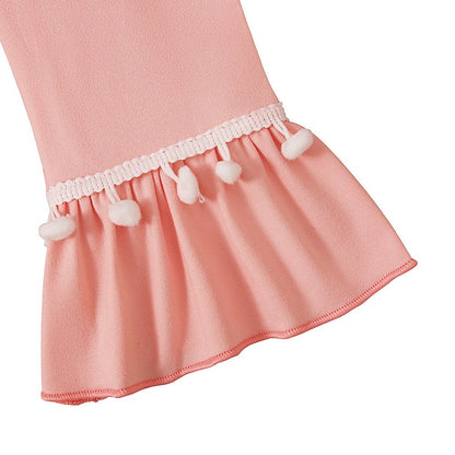 Girls' Modest Dress & Hijab Set with Pom-Pom Trim