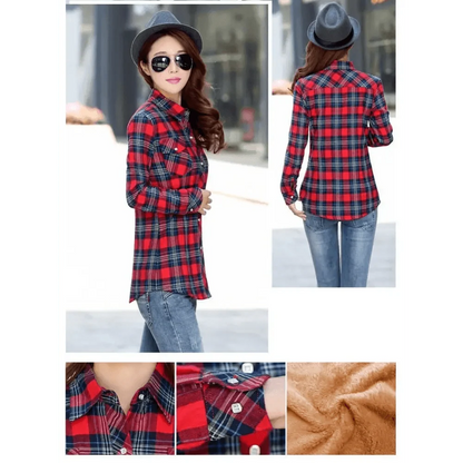 Women's Thick Plaid Shirt Jacket
