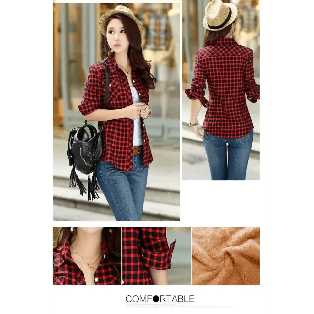 Women's Thick Plaid Shirt Jacket