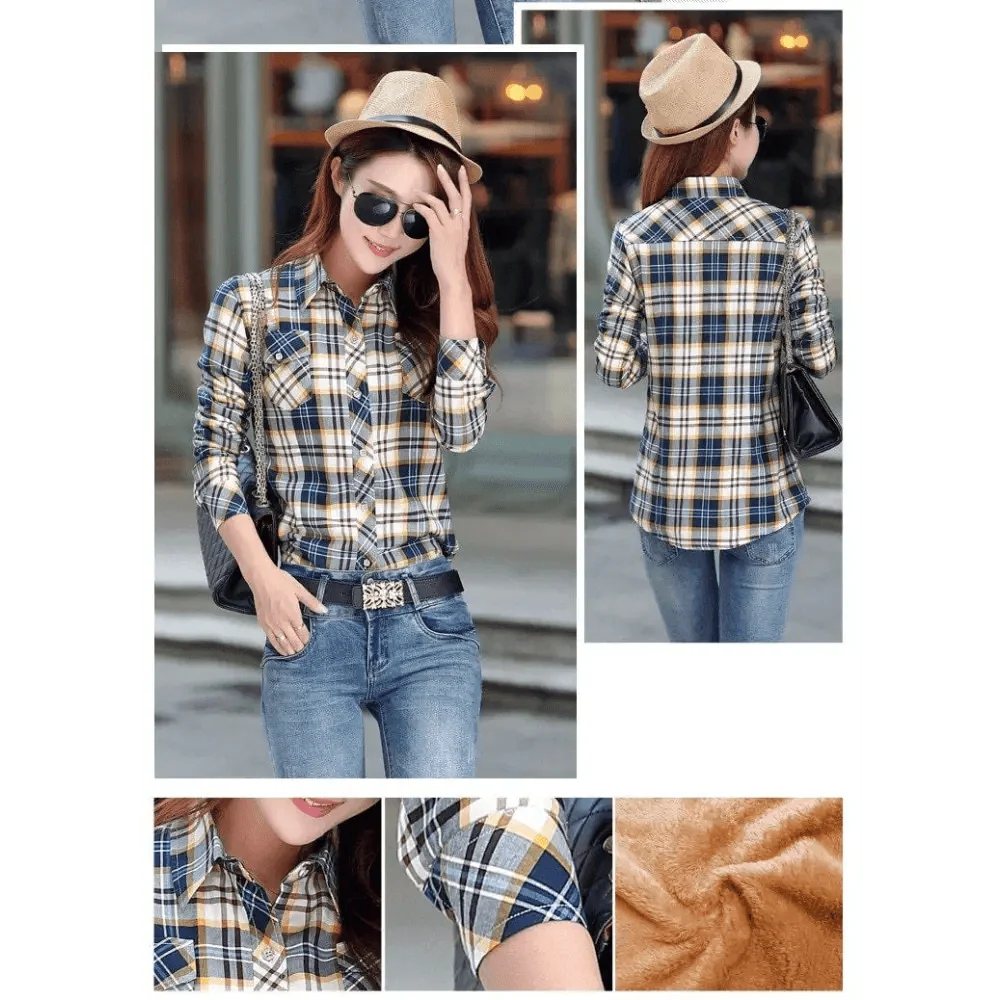 Women's Thick Plaid Shirt Jacket