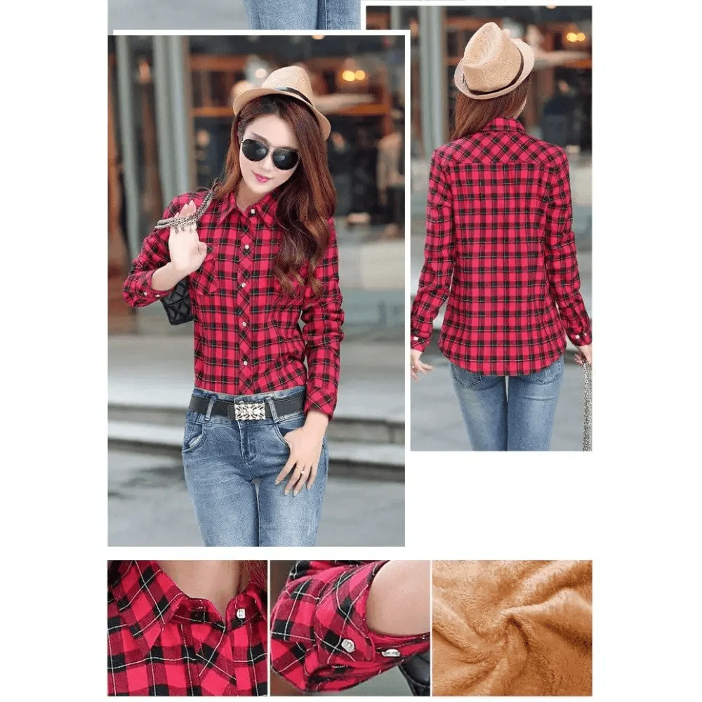 Women's Thick Plaid Shirt Jacket