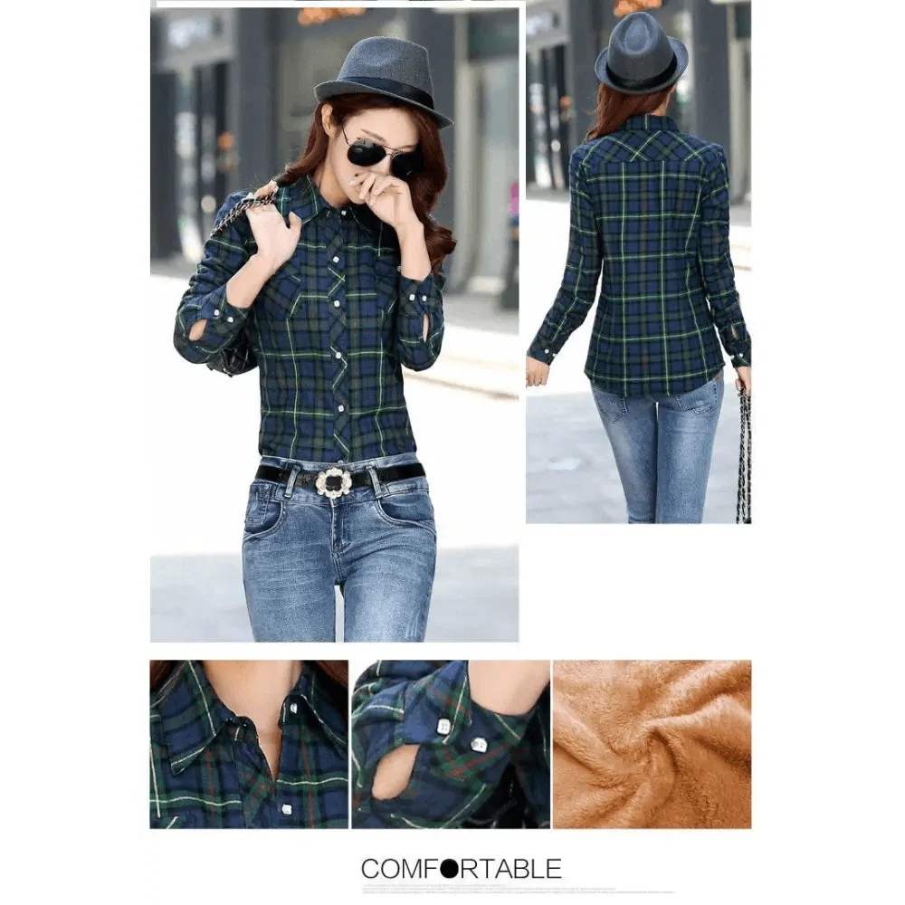 Women's Thick Plaid Shirt Jacket