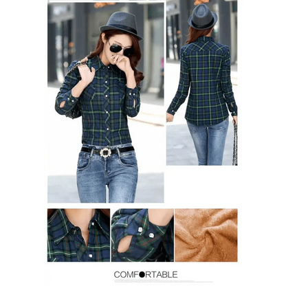 Women's Thick Plaid Shirt Jacket