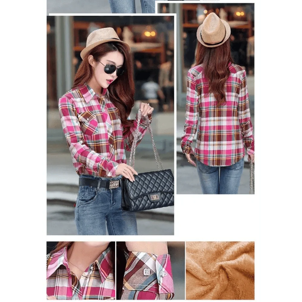 Women's Thick Plaid Shirt Jacket