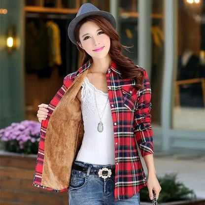 Women's Thick Plaid Shirt Jacket